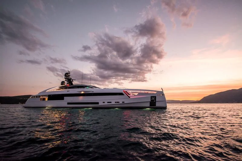a boat on the water aboard AURORA Yacht for Sale