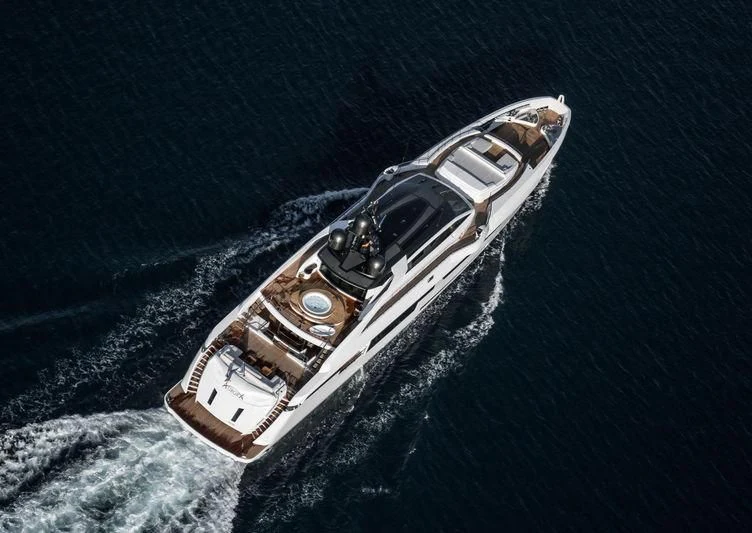 a space ship in outer space aboard AURORA Yacht for Sale