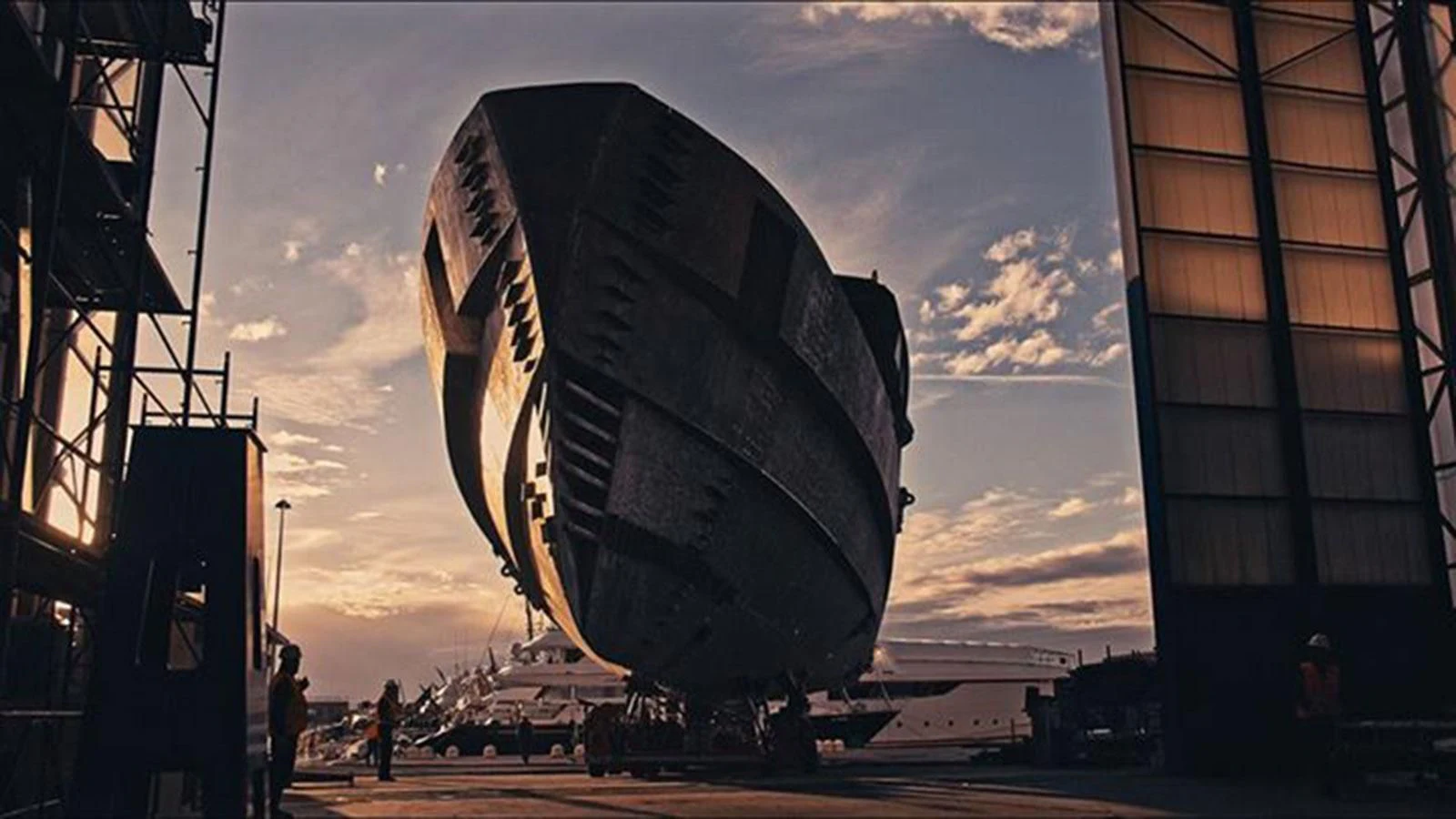 a large satellite dish aboard AURORA Yacht for Sale