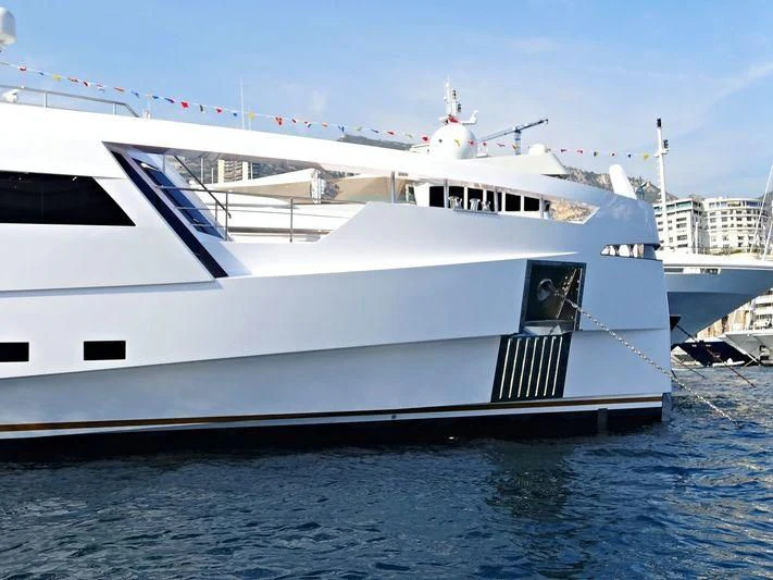 a large white yacht aboard AURORA Yacht for Sale