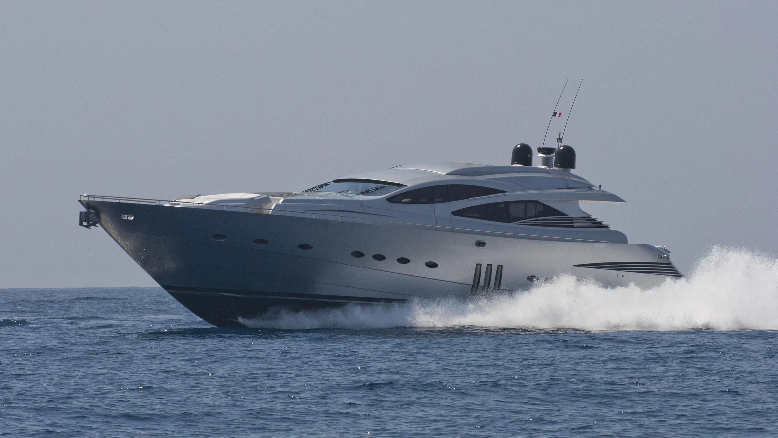 a white yacht with a white front aboard MM Yacht for Sale