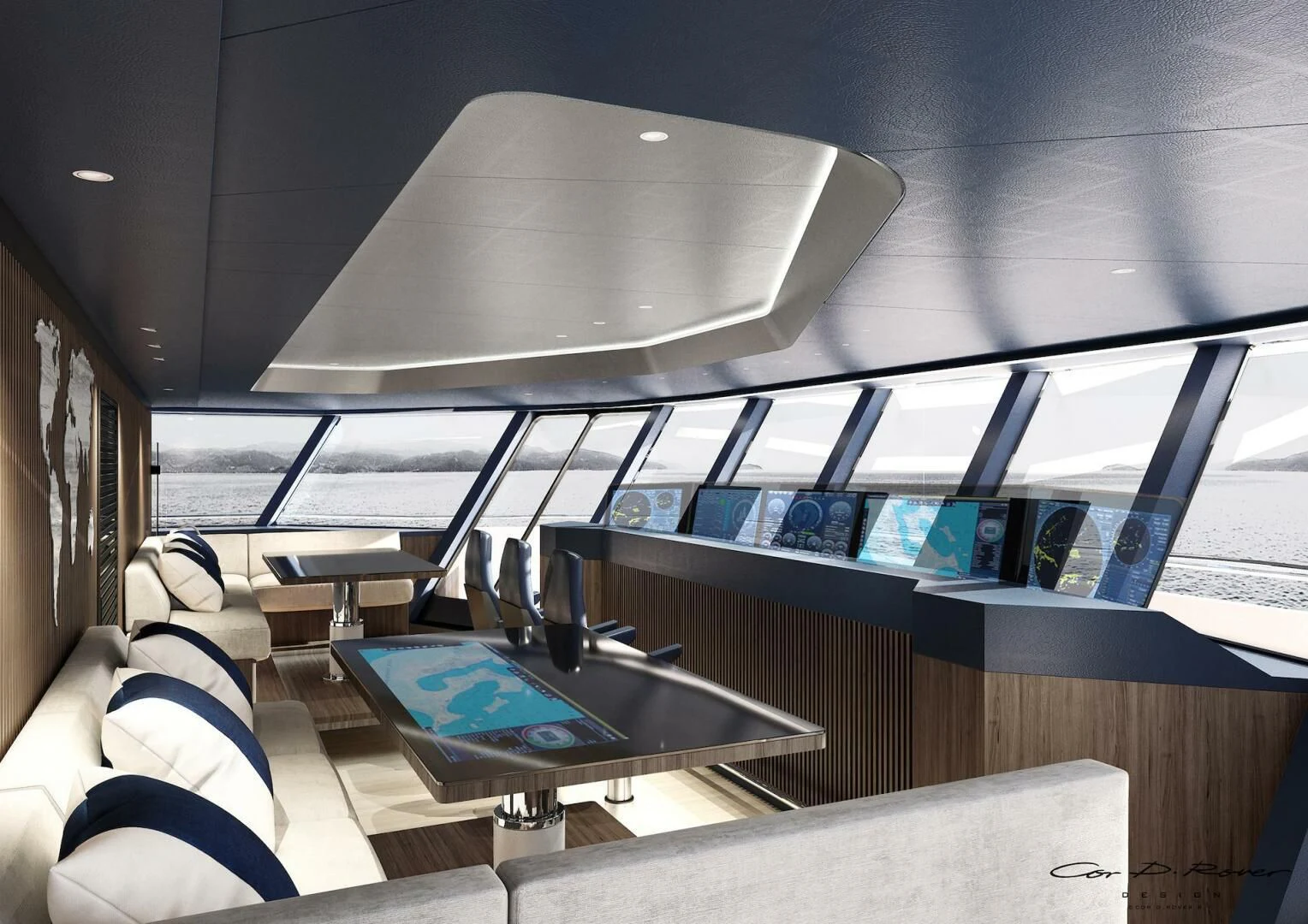 a pool table in a room aboard HORIZON II Yacht for Sale