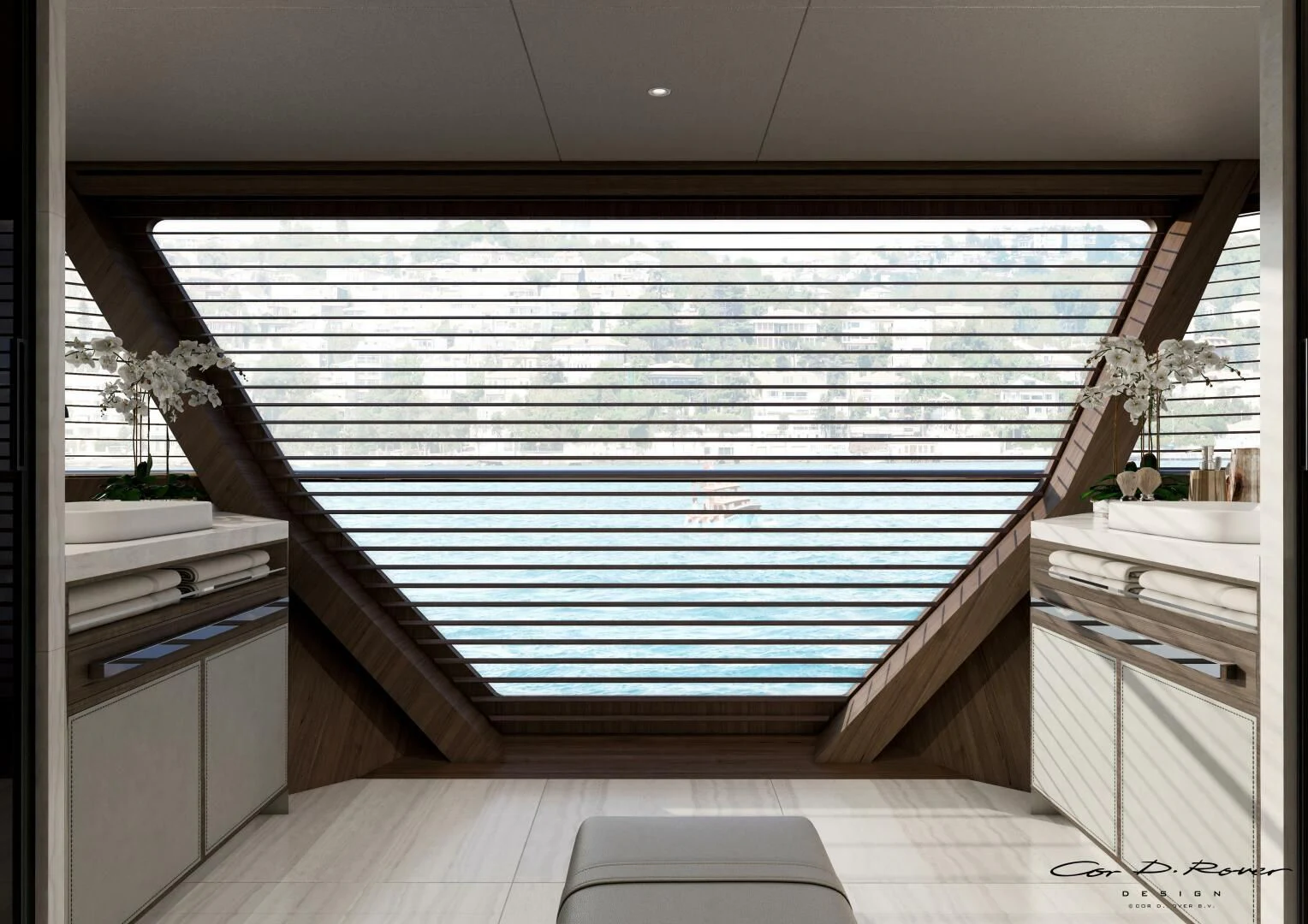 a room with a window and a sink aboard HORIZON II Yacht for Sale