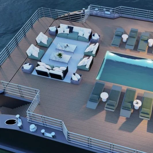a high angle view of a building aboard HORIZON II Yacht for Sale
