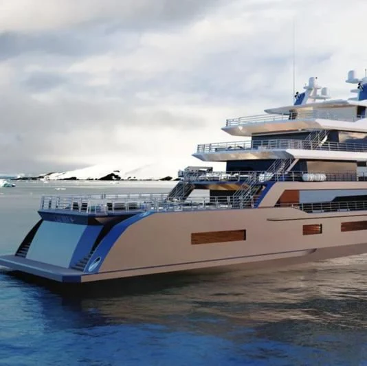 a large cruise ship in the water aboard HORIZON II Yacht for Sale