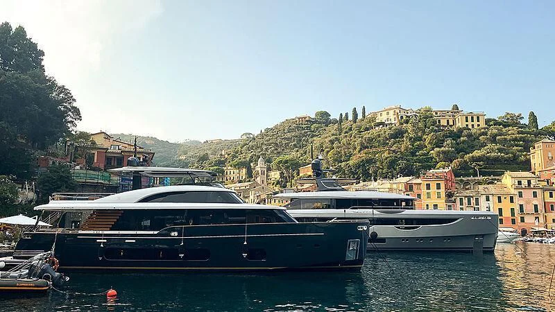 a group of boats on a river aboard JAKAT Yacht for Sale