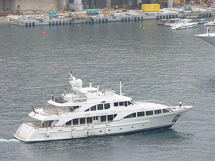 a white boat in the water aboard ANDIAMO Yacht for Sale