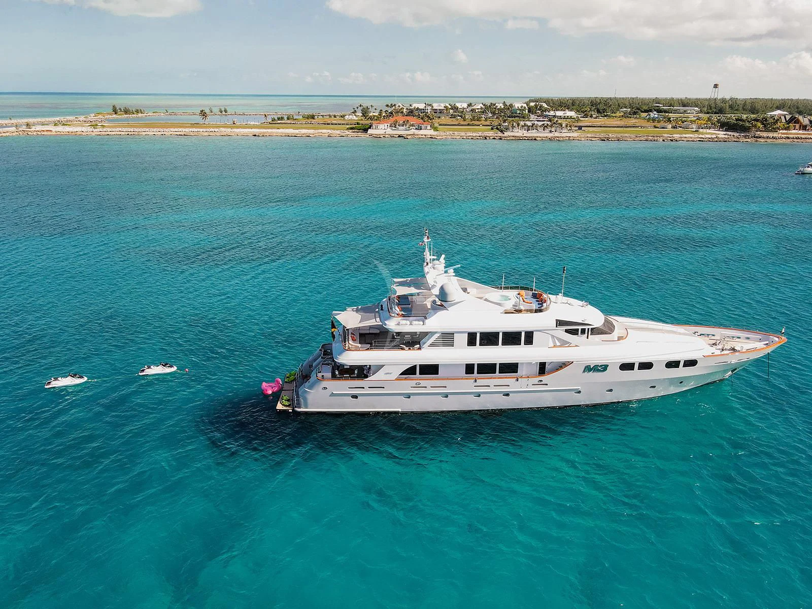 a white boat in the water aboard M3 Yacht for Sale