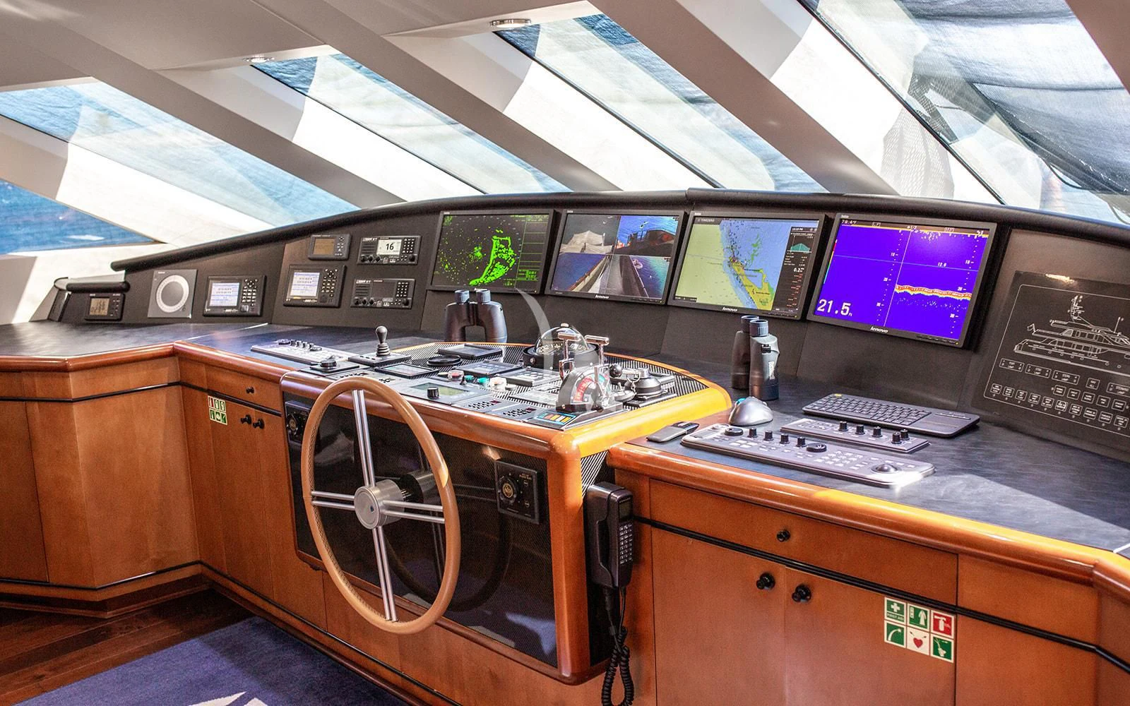 a control panel in a control room aboard M3 Yacht for Sale