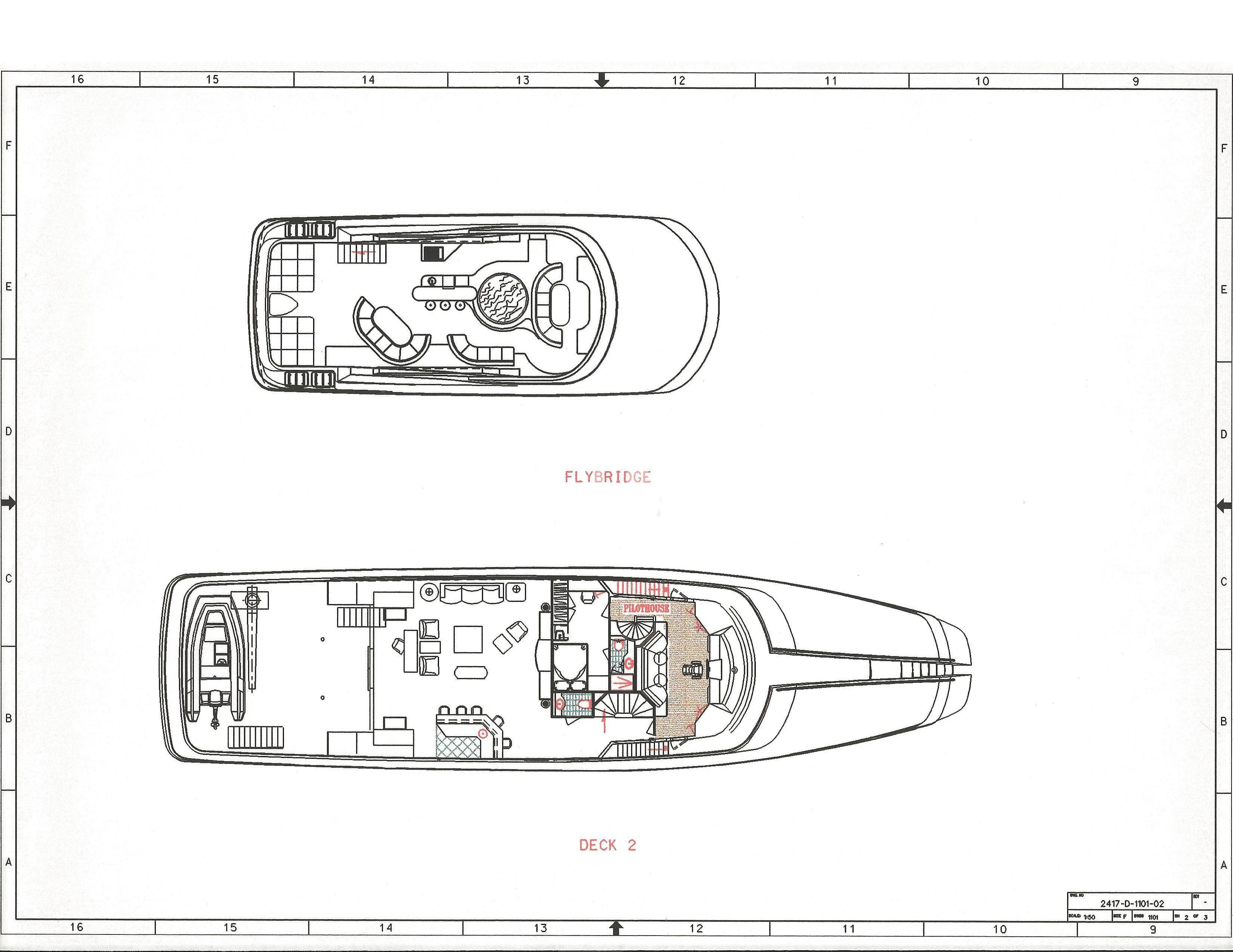 diagram, engineering drawing aboard M3 Yacht for Sale