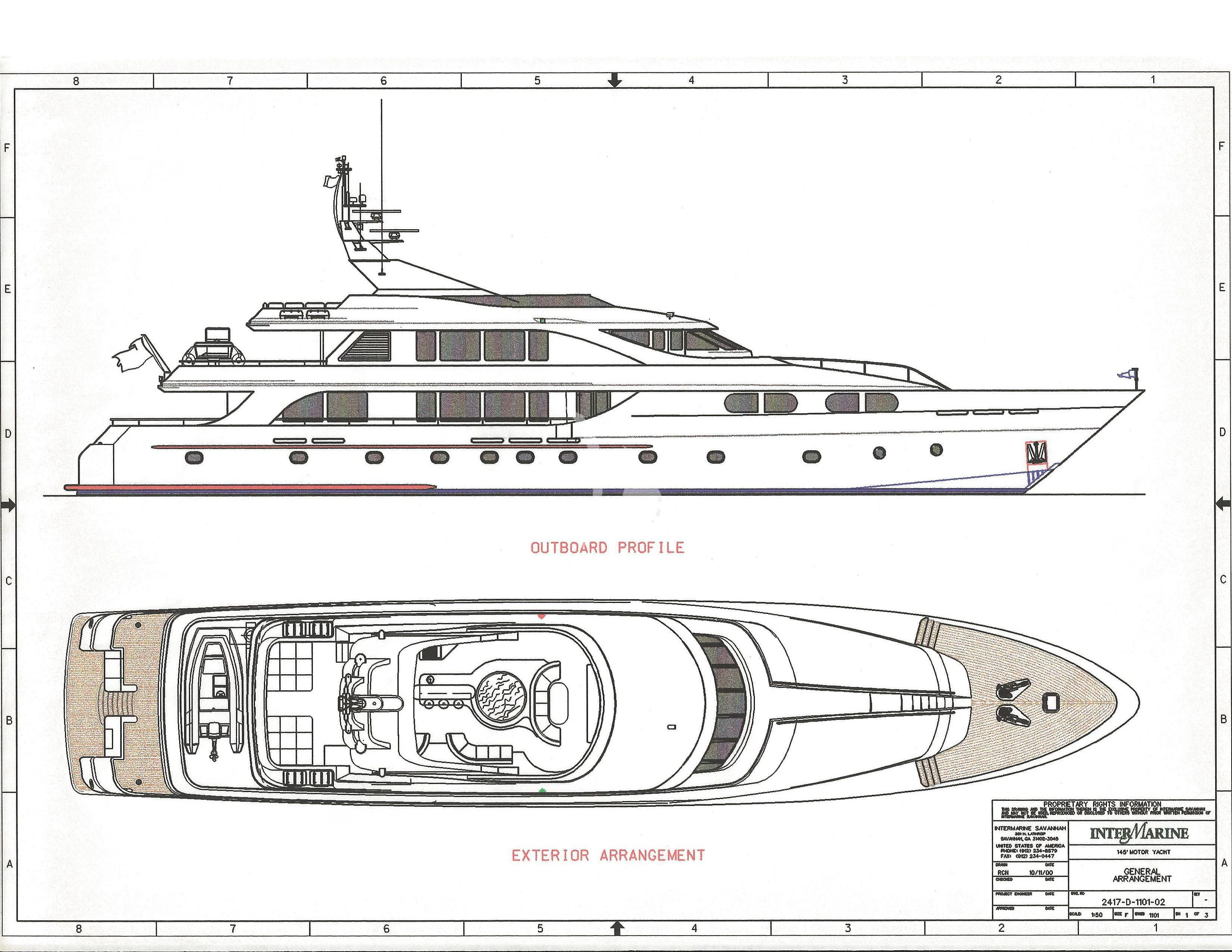diagram, engineering drawing aboard M3 Yacht for Sale