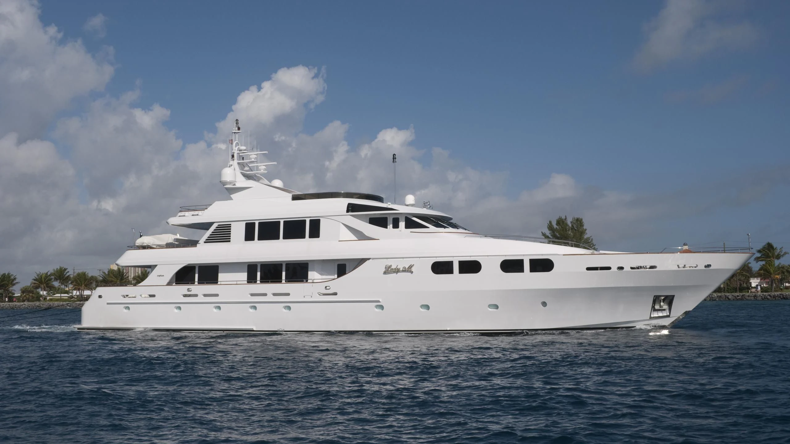 a white yacht in the water aboard M3 Yacht for Sale