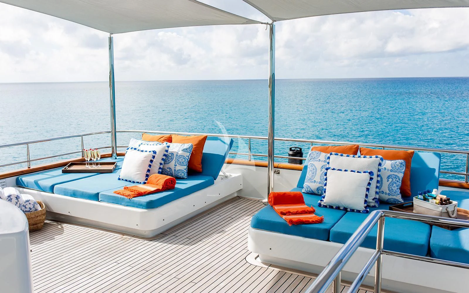 a room with a bed and a pool aboard M3 Yacht for Sale