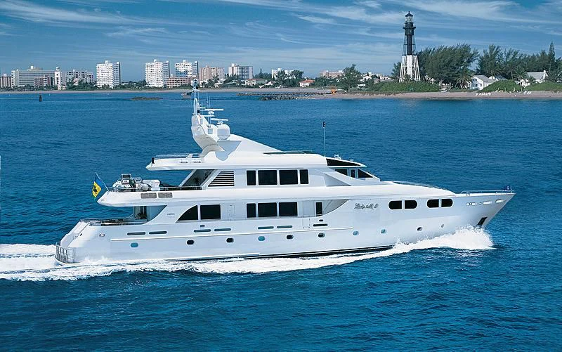 a white yacht in the water aboard M3 Yacht for Sale