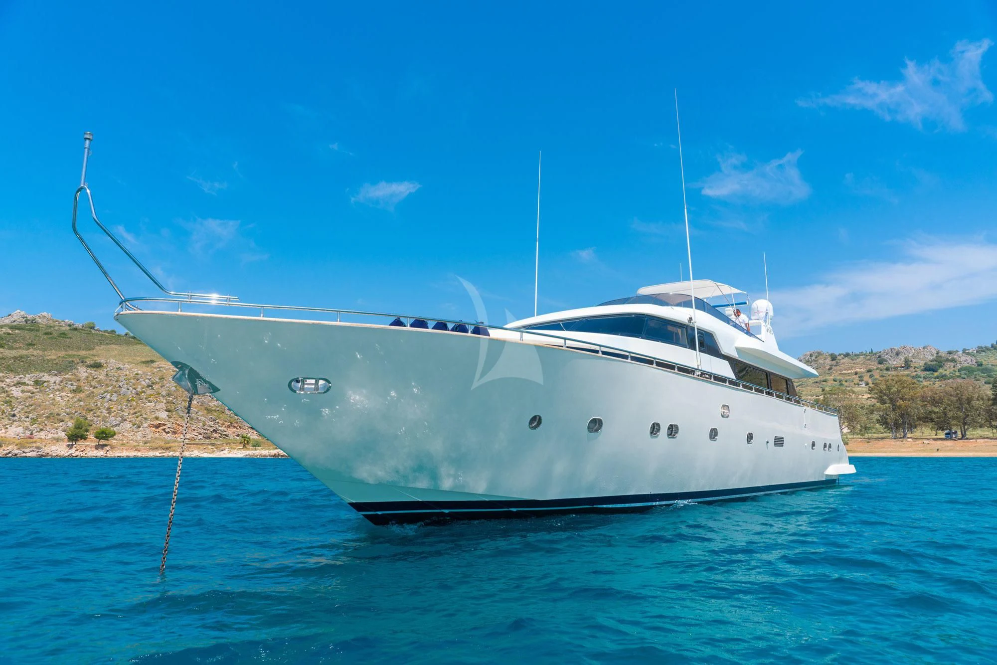 a white yacht in the water aboard ALANDINI Yacht for Sale