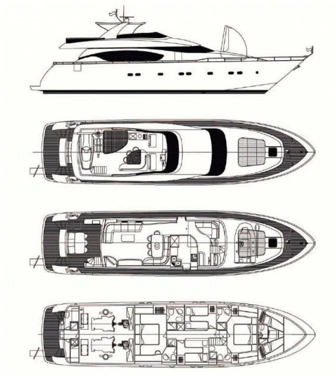 diagram, engineering drawing aboard ALANDINI Yacht for Sale