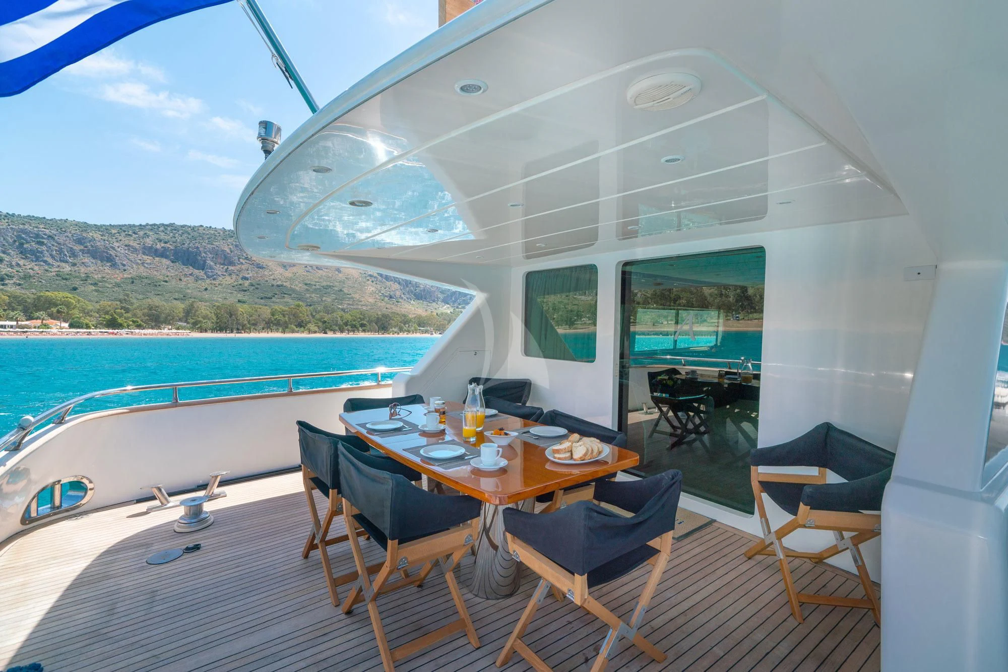 a table on a boat aboard ALANDINI Yacht for Sale