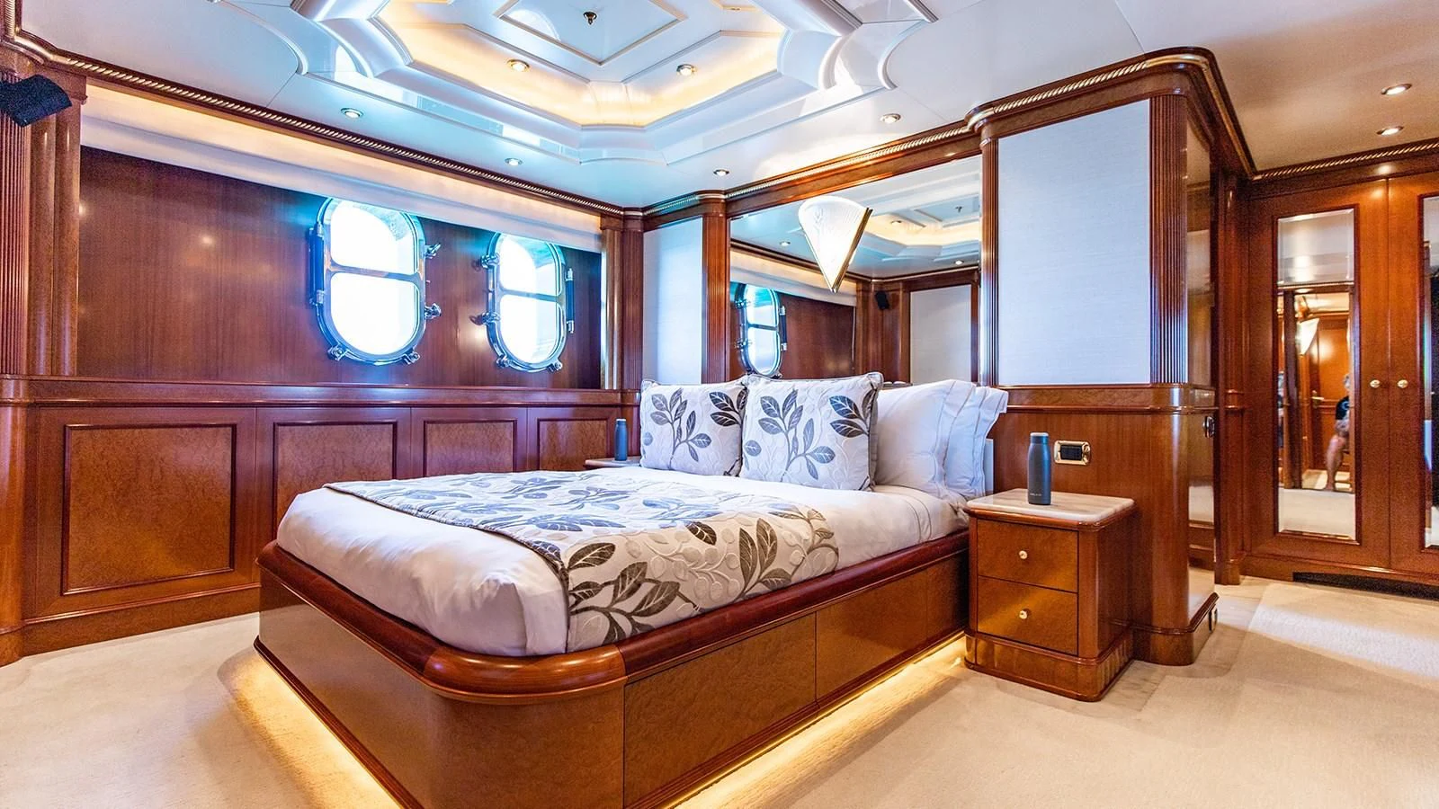 a bed in a room aboard NEXT CHAPTER Yacht for Sale