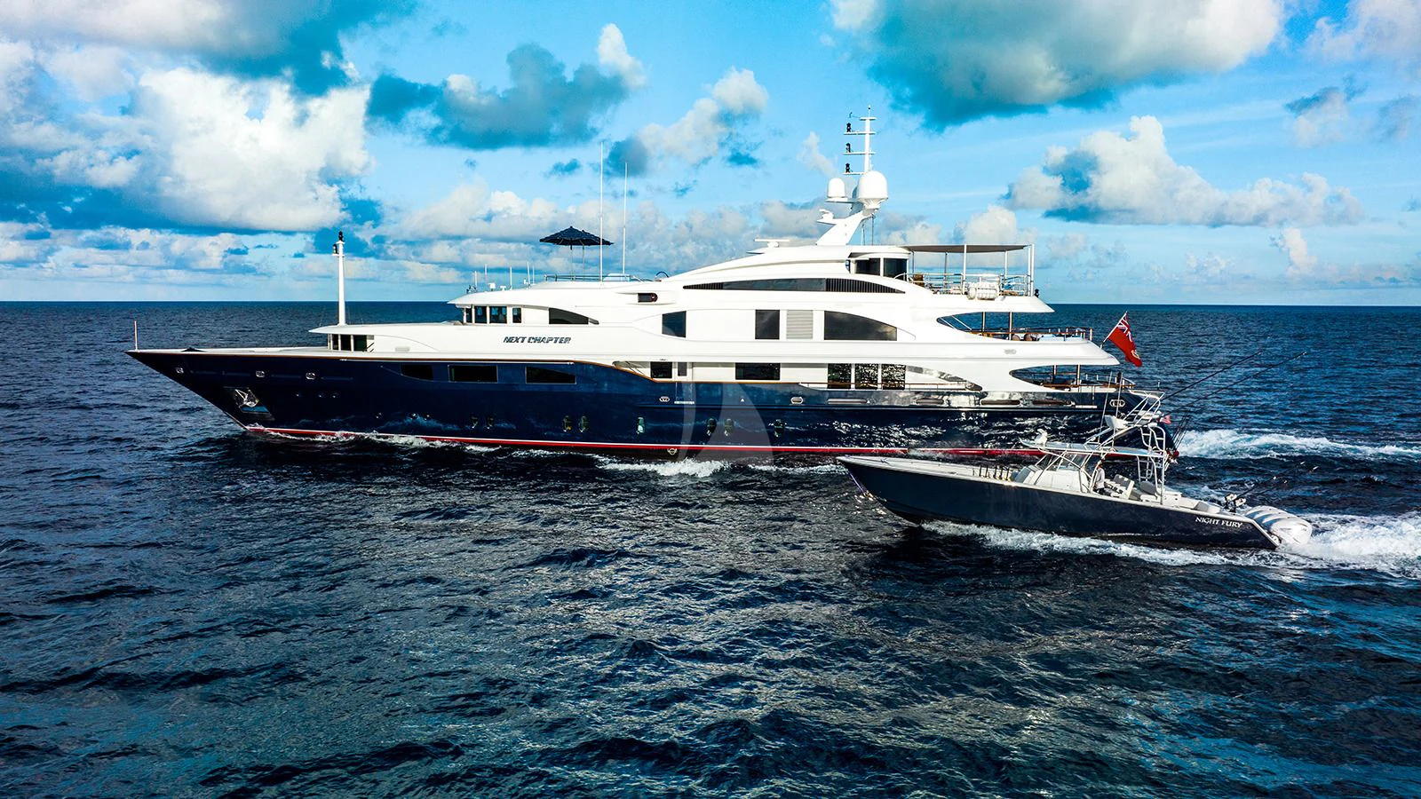 a large ship in the water aboard NEXT CHAPTER Yacht for Sale