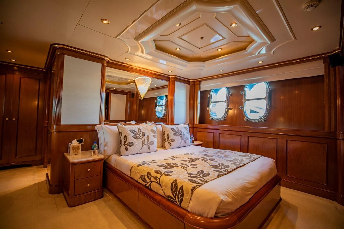 a bed in a room aboard NEXT CHAPTER Yacht for Sale