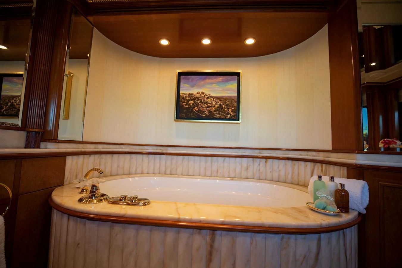 a bathroom with a large bathtub aboard NEXT CHAPTER Yacht for Sale