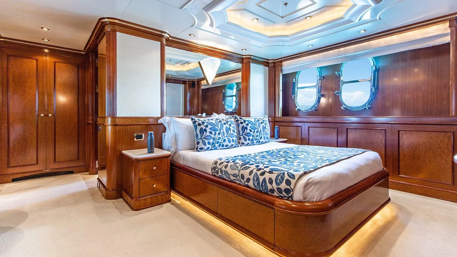 a bed in a room aboard NEXT CHAPTER Yacht for Sale