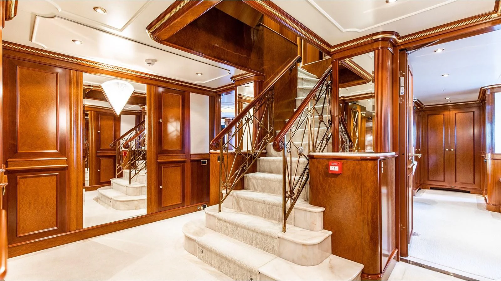 a staircase in a building aboard NEXT CHAPTER Yacht for Sale