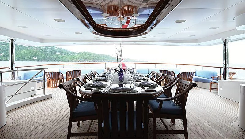 a table and chairs in a room aboard NEXT CHAPTER Yacht for Sale
