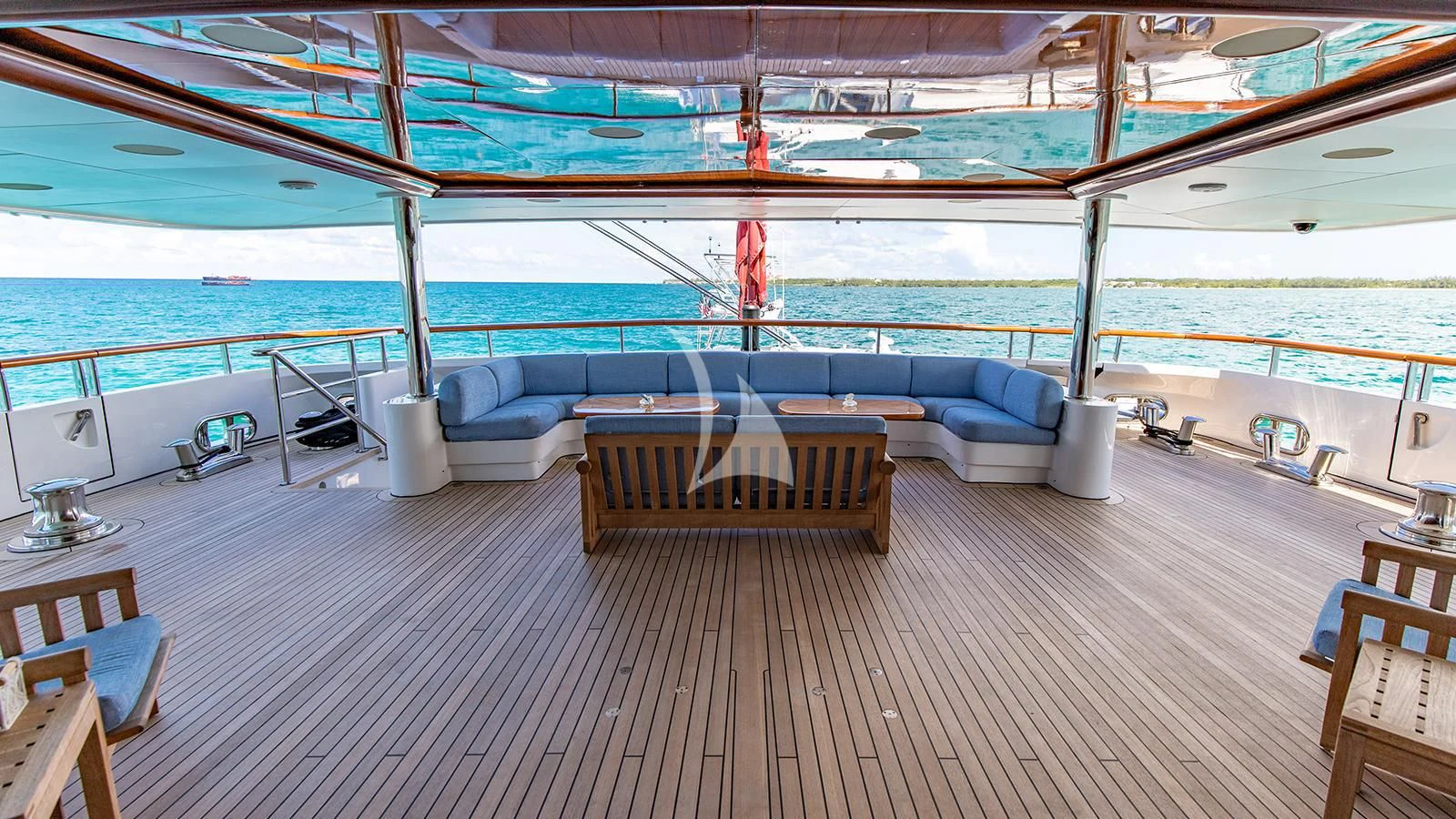 a room with a couch and a pool aboard NEXT CHAPTER Yacht for Sale