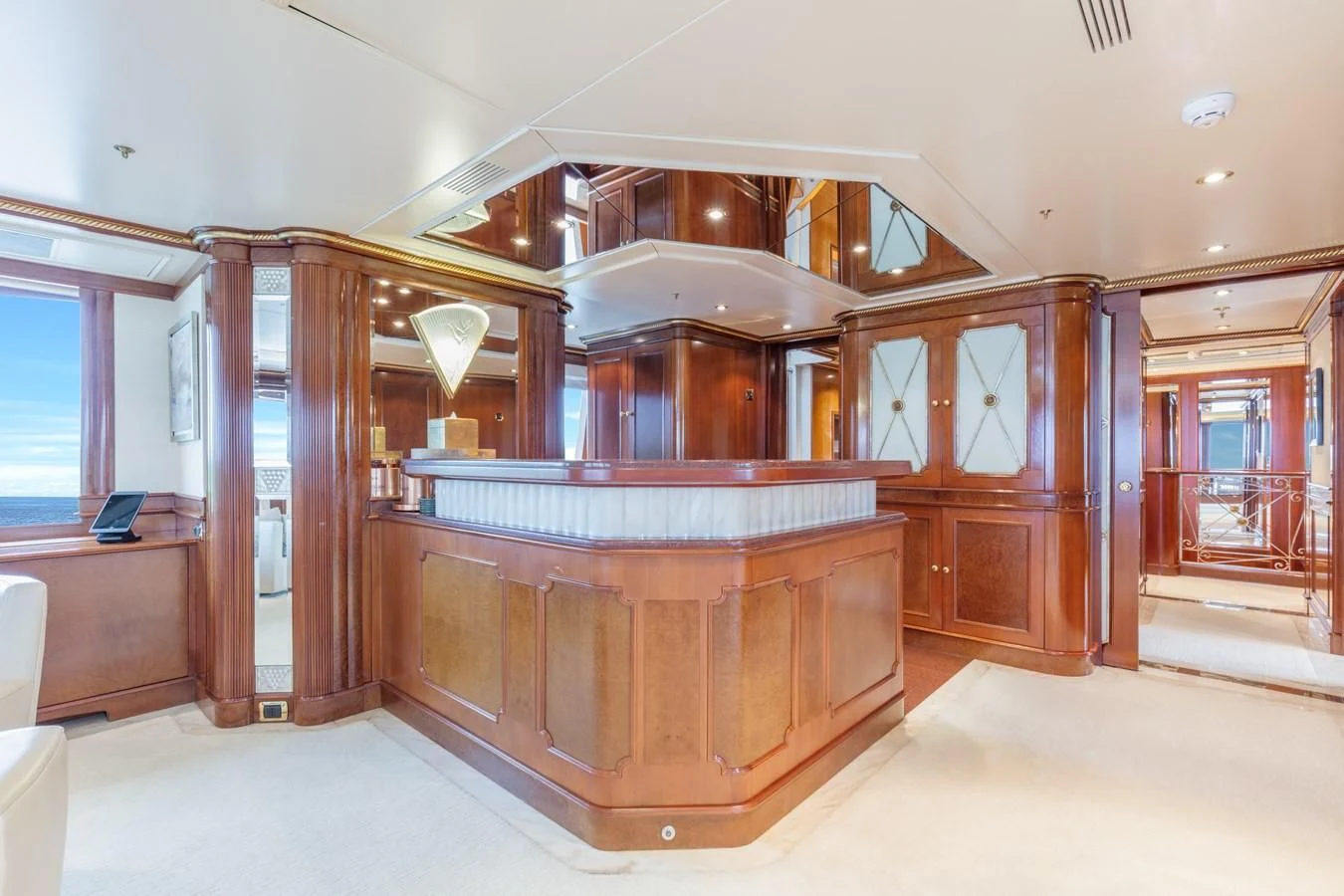 a wooden cabinet in a room aboard NEXT CHAPTER Yacht for Sale