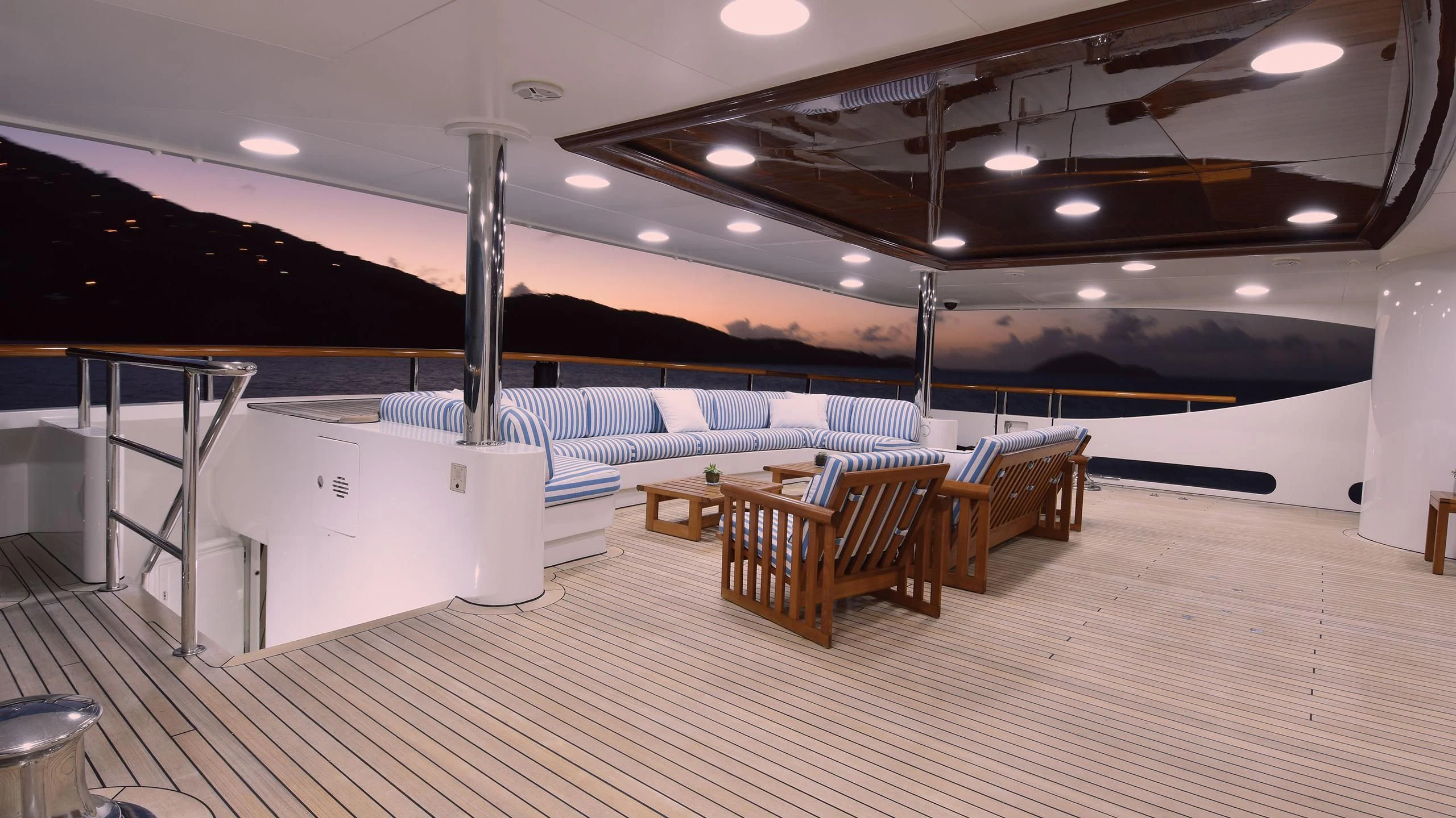 a large room with chairs and tables aboard NEXT CHAPTER Yacht for Sale