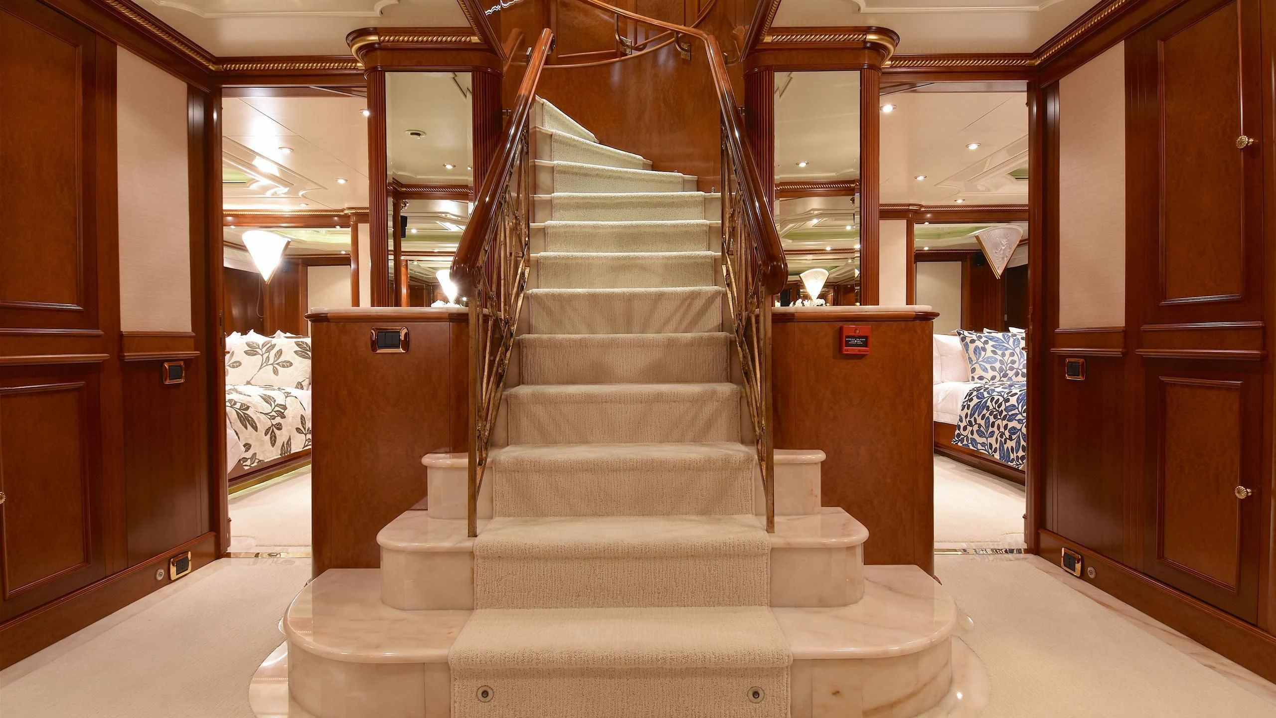 a staircase in a building aboard NEXT CHAPTER Yacht for Sale