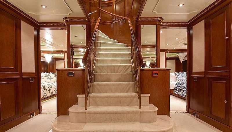 a staircase in a hotel aboard NEXT CHAPTER Yacht for Sale