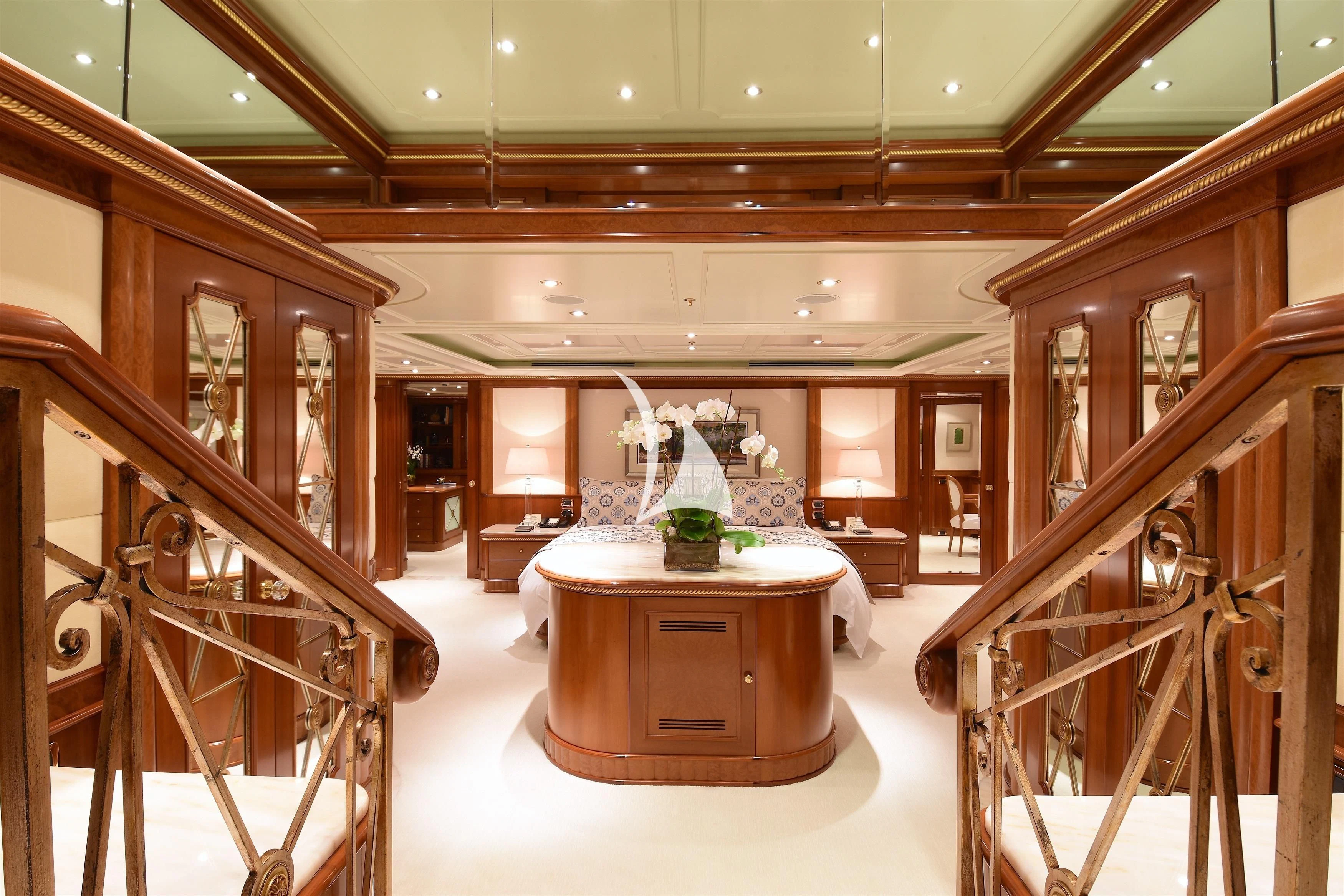 a room with a table and chairs aboard NEXT CHAPTER Yacht for Sale