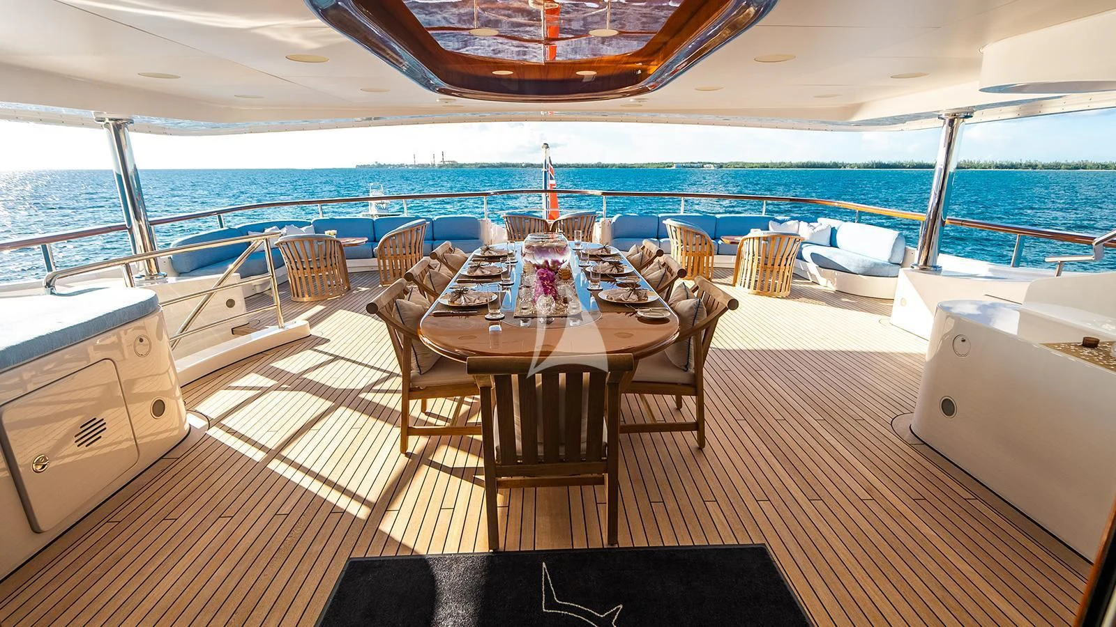 a table on a boat aboard NEXT CHAPTER Yacht for Sale