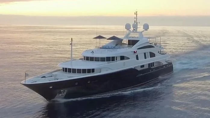 a large ship in the water aboard NEXT CHAPTER Yacht for Sale
