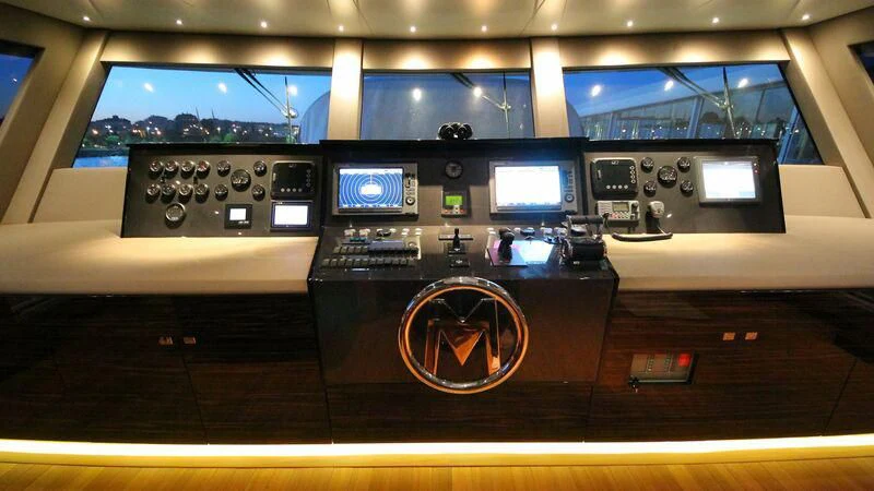 a control panel of a plane aboard OCEAN CLUB Yacht for Sale
