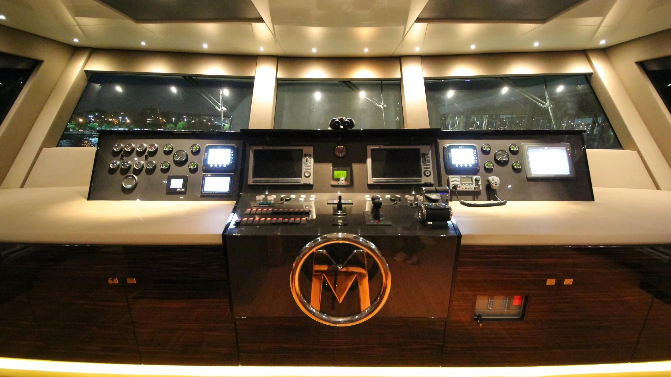 a control panel of a control room aboard OCEAN CLUB Yacht for Sale