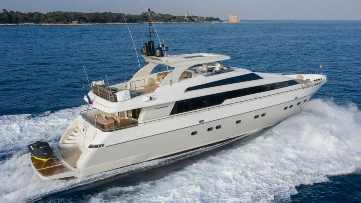 a boat on the water aboard FASTER Yacht for Sale