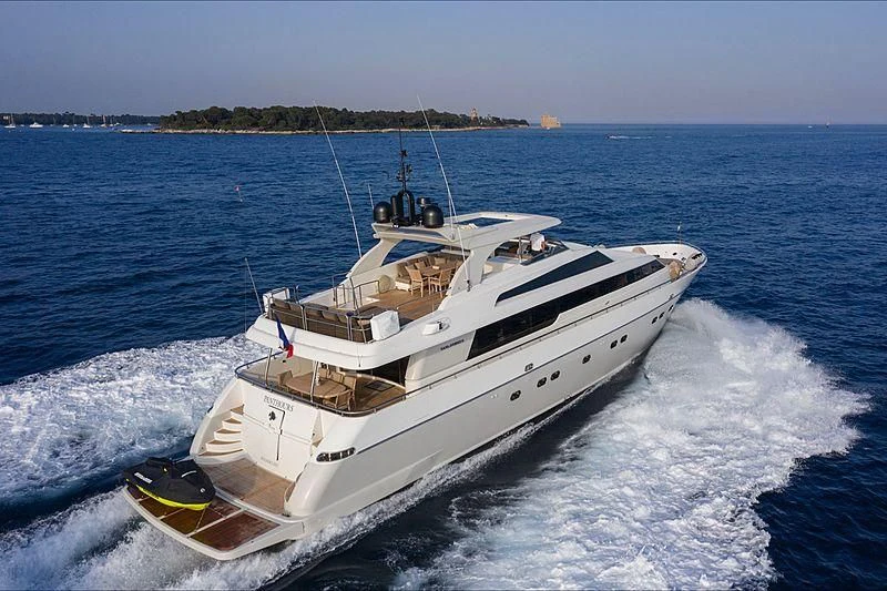 a boat on the water aboard FASTER Yacht for Sale