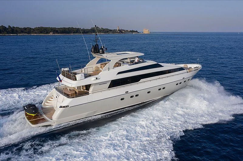 a boat on the water aboard FASTER Yacht for Sale