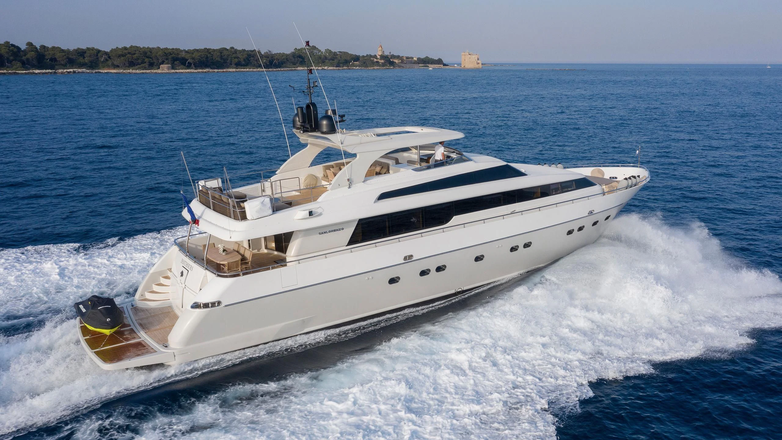 a boat on the water aboard FASTER Yacht for Sale