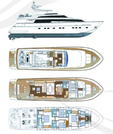 engineering drawing aboard FASTER Yacht for Sale