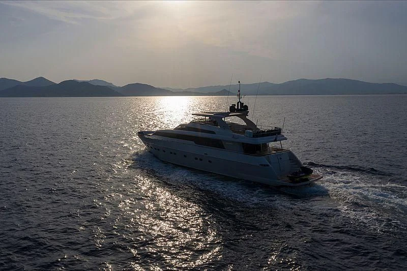 a boat in the water aboard FASTER Yacht for Sale