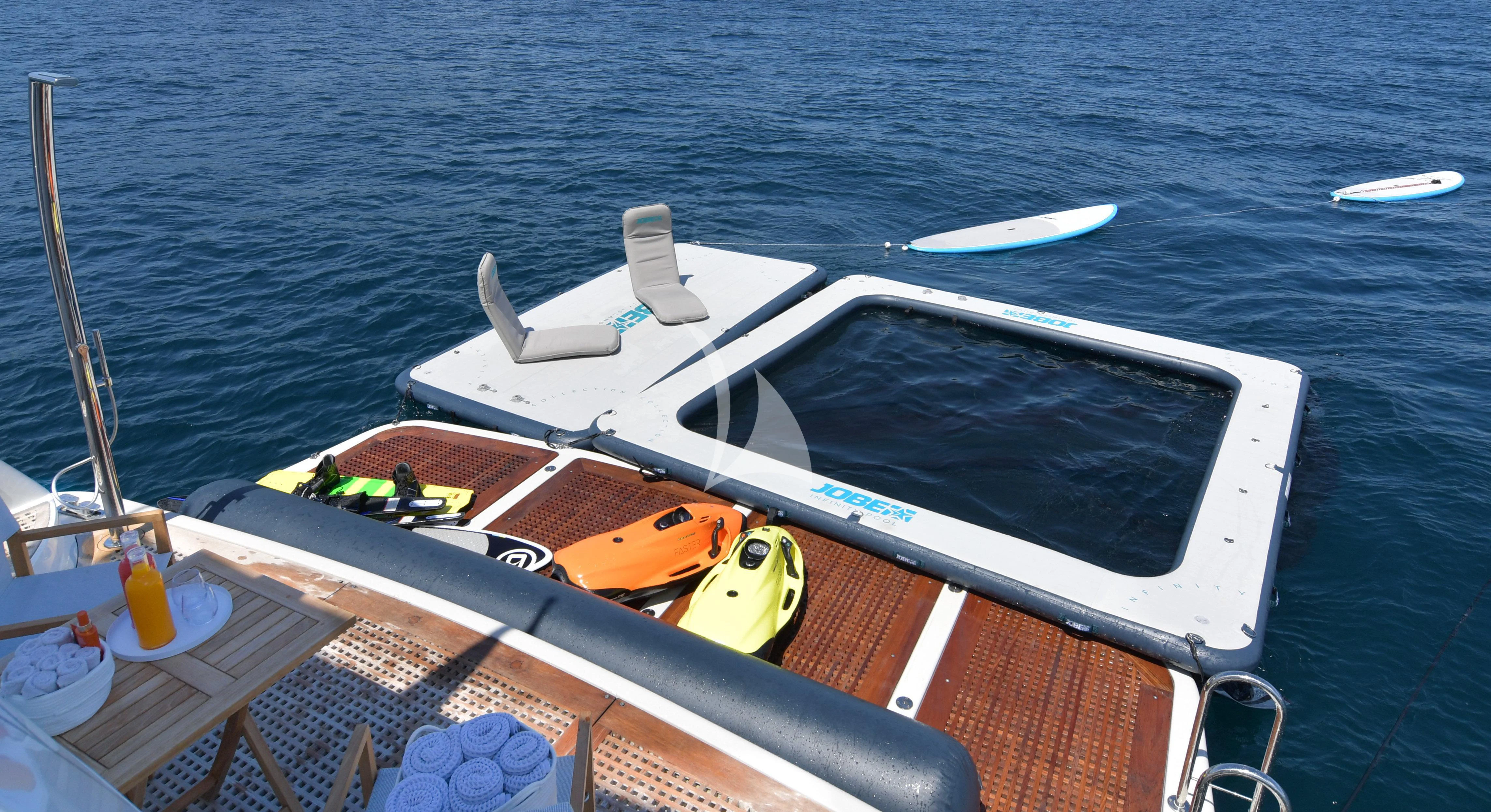 a boat on the water aboard FASTER Yacht for Sale