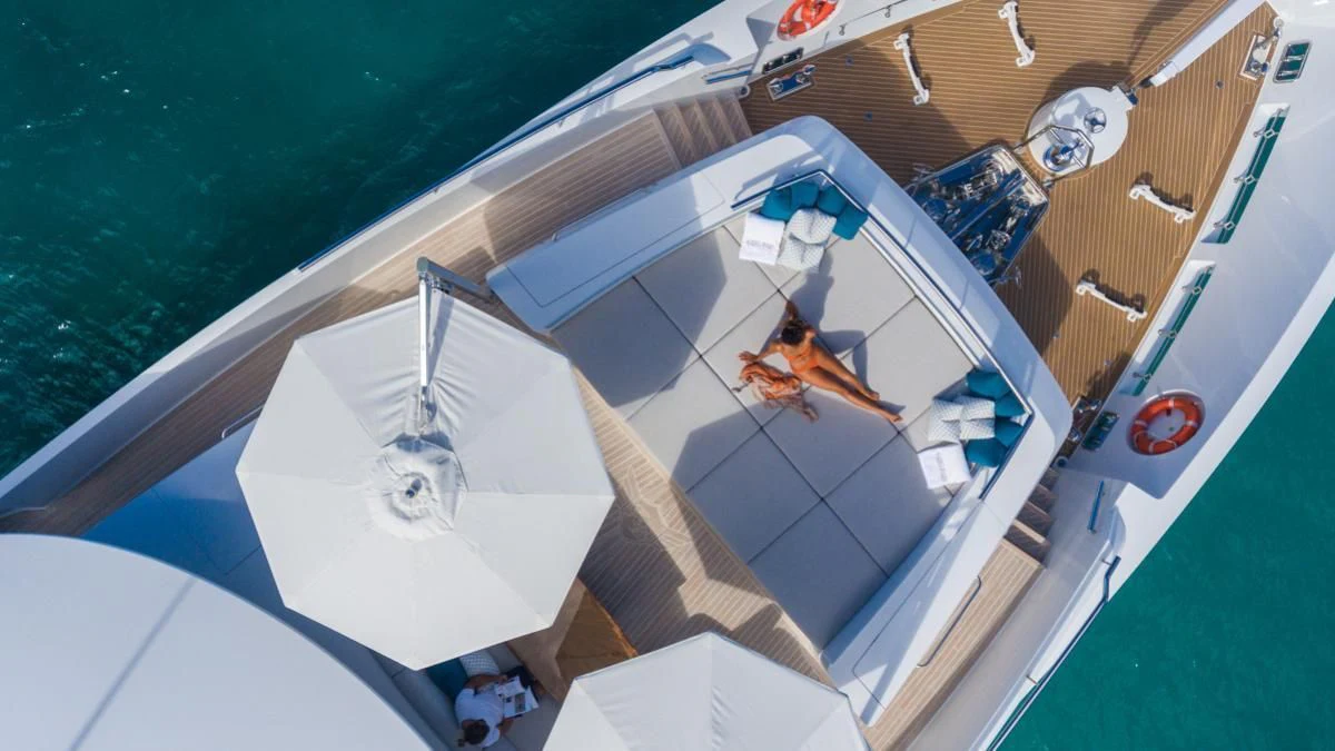 a satellite over a body of water aboard KING BABY Yacht for Sale