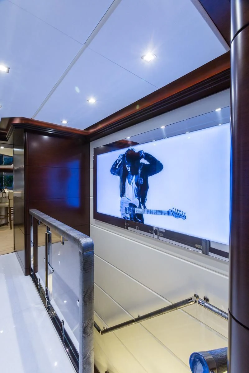 a screen on a wall aboard KING BABY Yacht for Sale