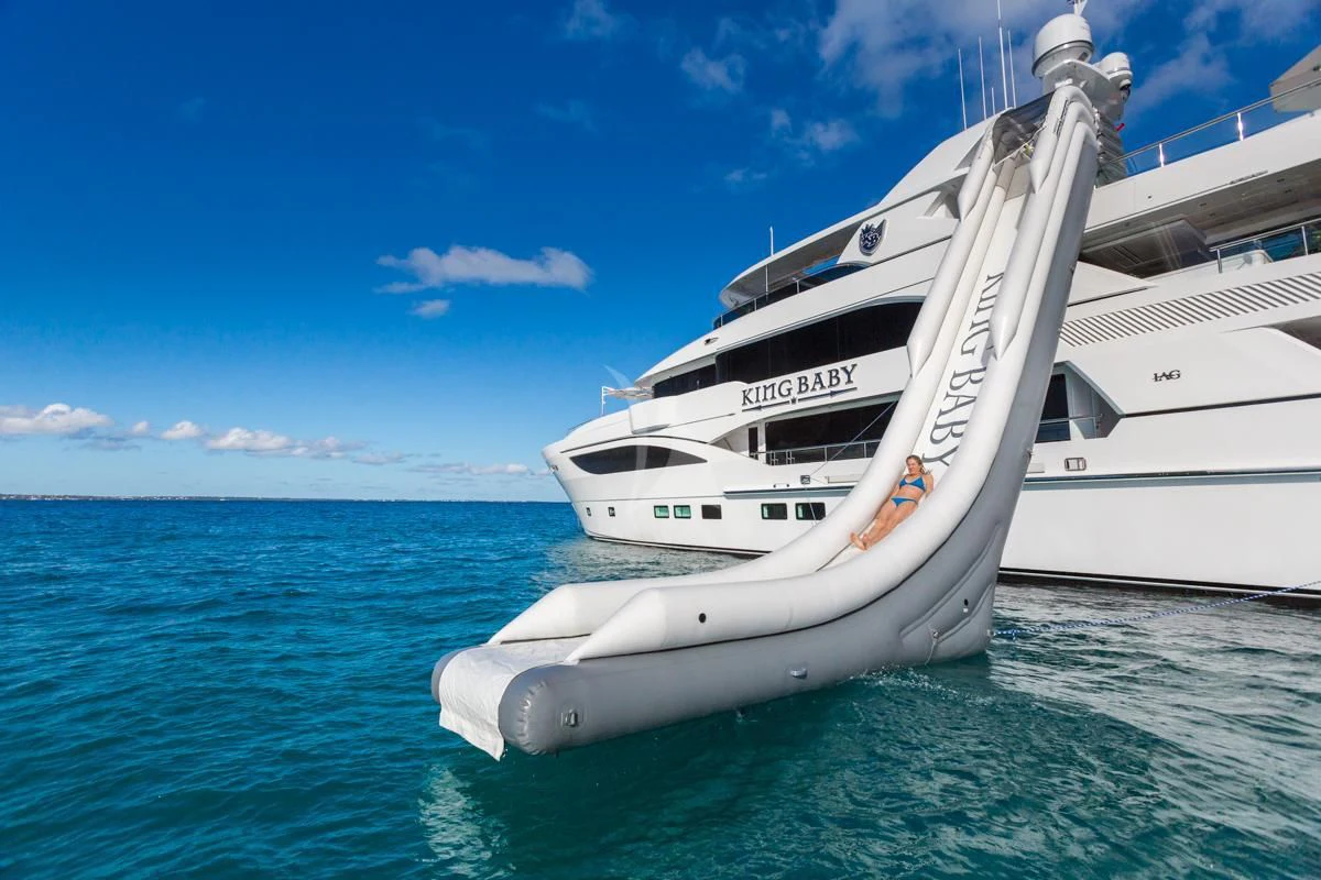 a white boat in the water aboard KING BABY Yacht for Sale