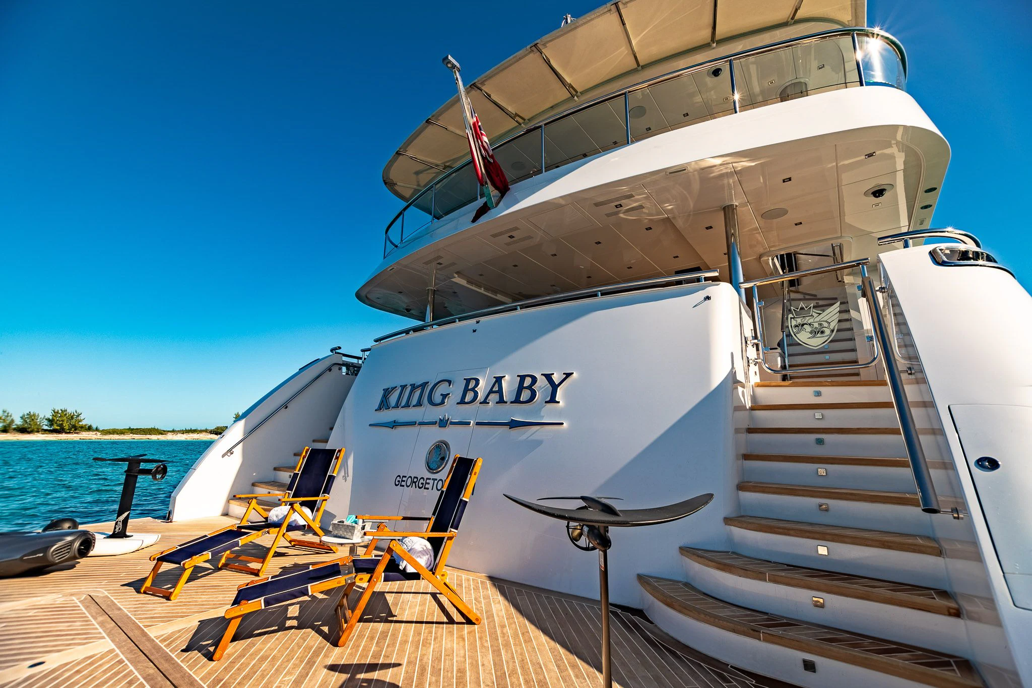 a boat on a dock aboard KING BABY Yacht for Sale