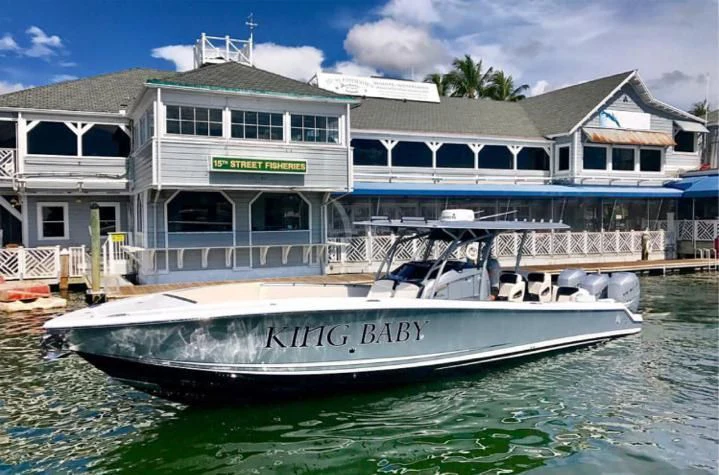 a boat on the water aboard KING BABY Yacht for Sale
